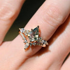 Natural Green Moss Agate Ring Set 2pcs - Women's Personalized Jewelry | ST VON'S FLAIR