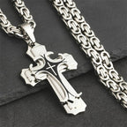 Men Jewelry Christian Trinity Latin Cross Necklace  Stainless Steel Three Layers Cross Pendants Necklaces Jewelry Gift