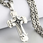 Men Jewelry Christian Trinity Latin Cross Necklace  Stainless Steel Three Layers Cross Pendants Necklaces Jewelry Gift