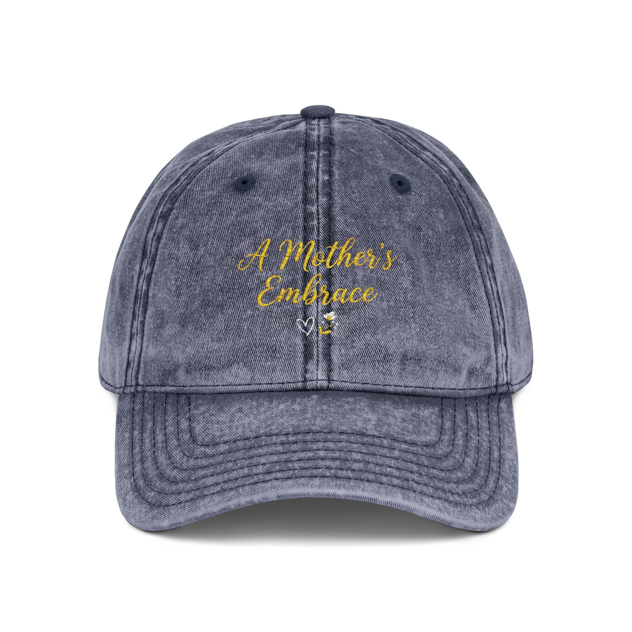 Vintage Embroidery Cap| Golden Mother's Embrace | 100% Cotton