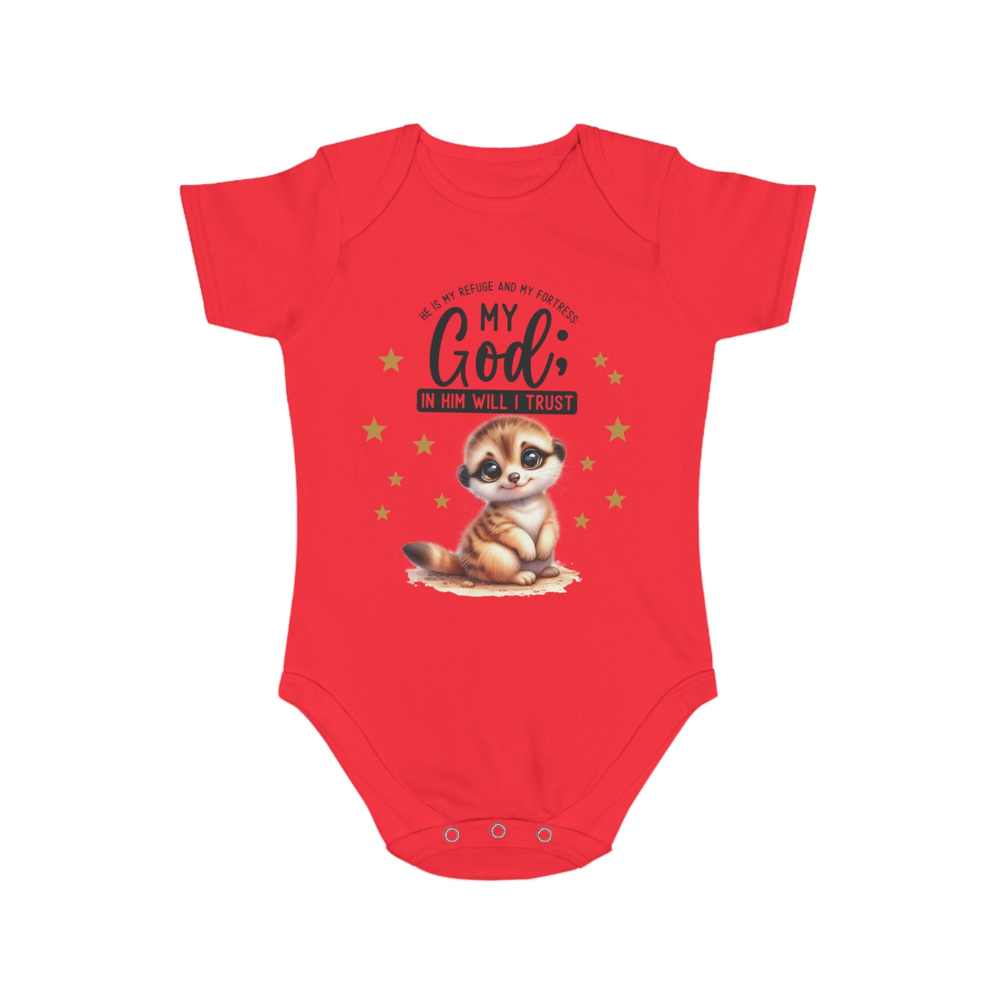 Toddler 1 Piece My God Baby Bodysuit - Trust in Him - Cute Muskrat Designed Onesies