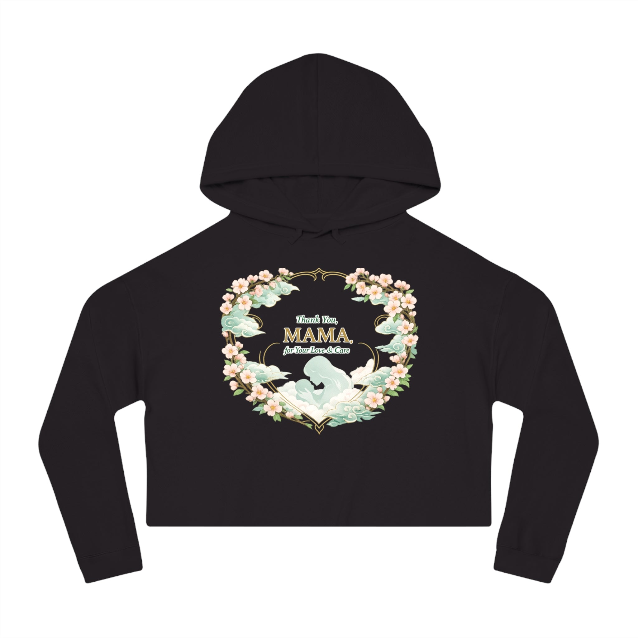 A Mother's Embrace — Women's Cropped Poetry Hoodie| Pullover Long Sleeve