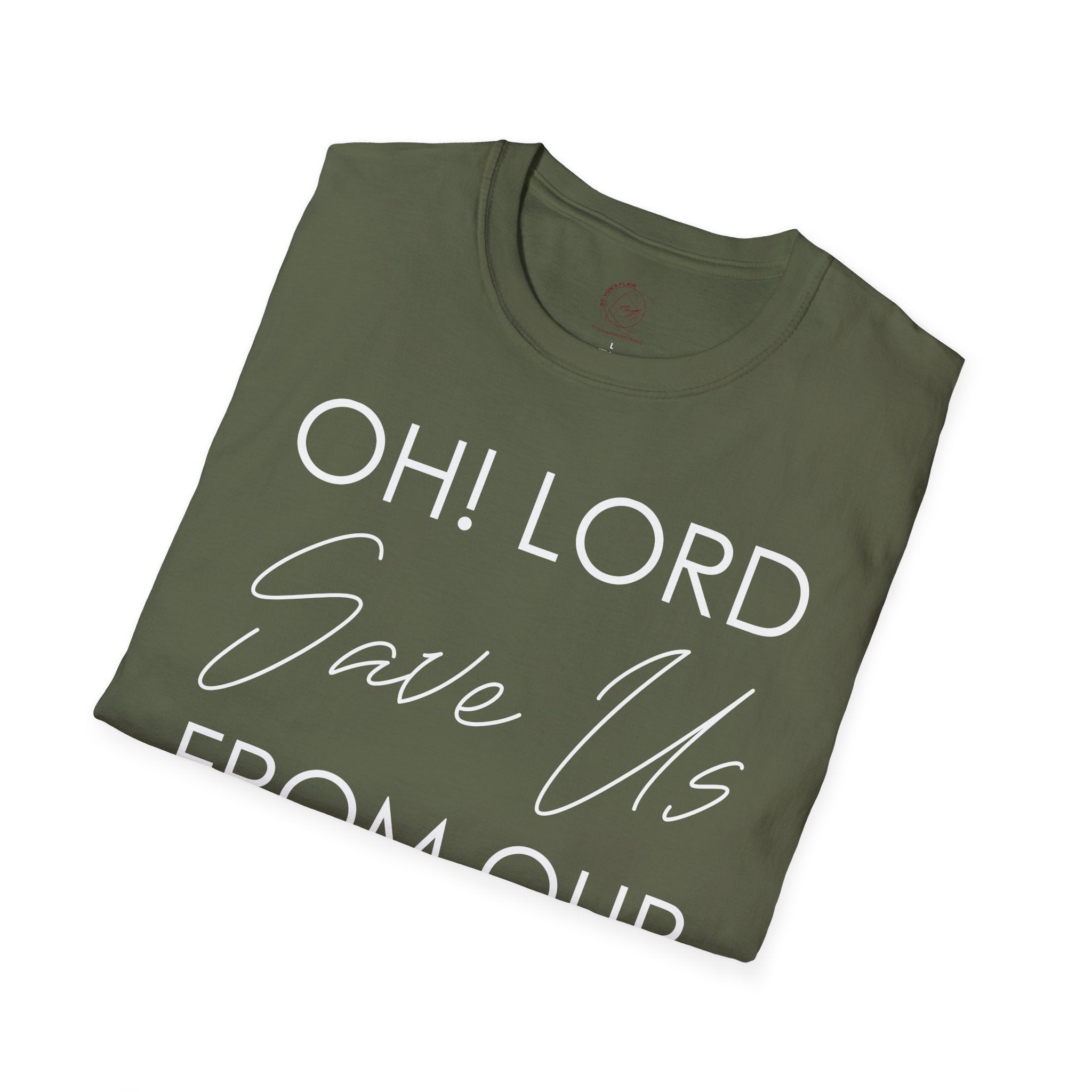 Christian Graphic T-Shirt — "Oh! Lord Save Us From Our Sins" Inspirational Faith Tee