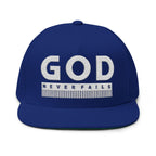 God Never Fails Embroidered Snapback Hat | Joshua 21:45 Faith Flat Bill Cap | ST. VON'S FLAIR