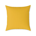Christian Cross Scripture Yellow Throw Pillow — 2 Corinthians 5:7 & Luke 18:27