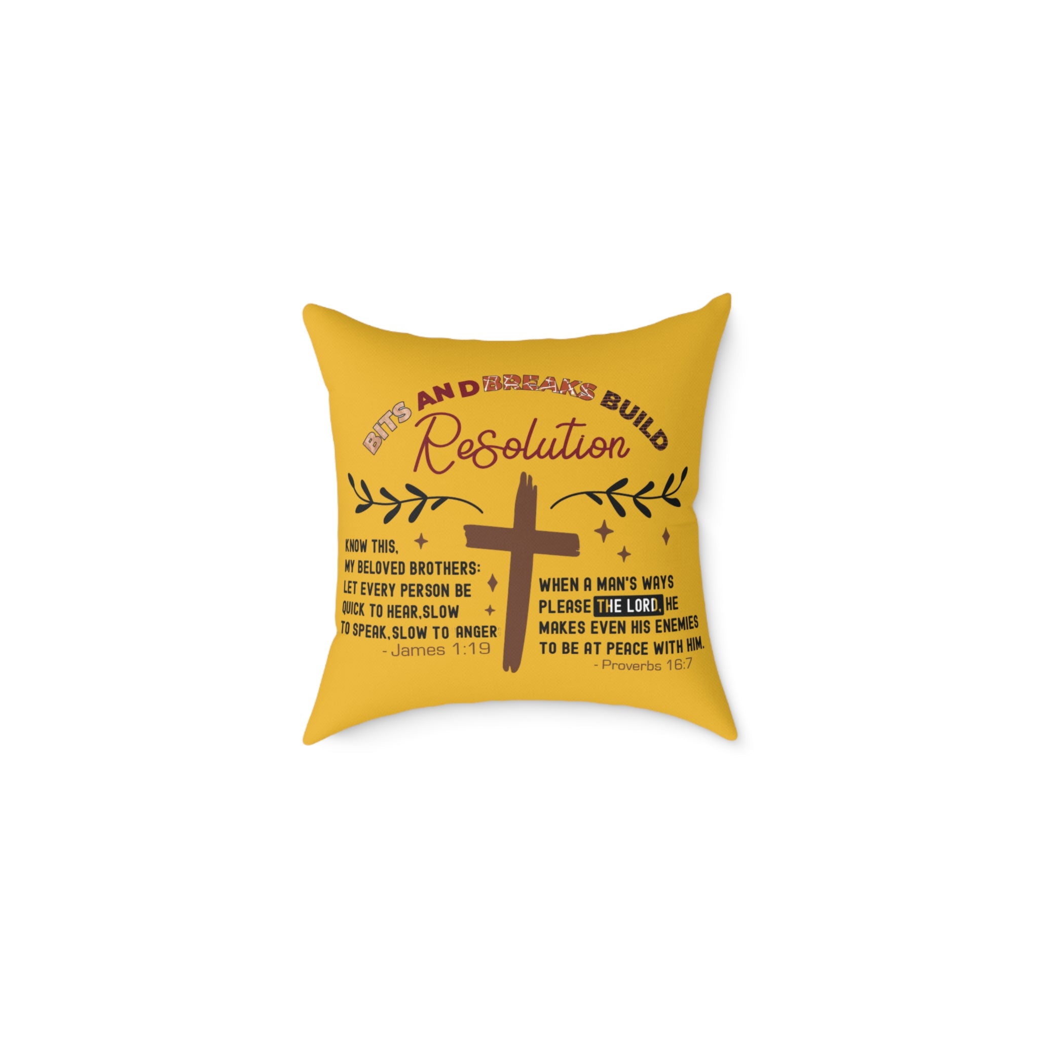 Christian Cross Resolution Throw Pillow Poly Canvas — Inspirational Scripture Decorative Pillow Covers for the Bed Sofa 16" by 16"