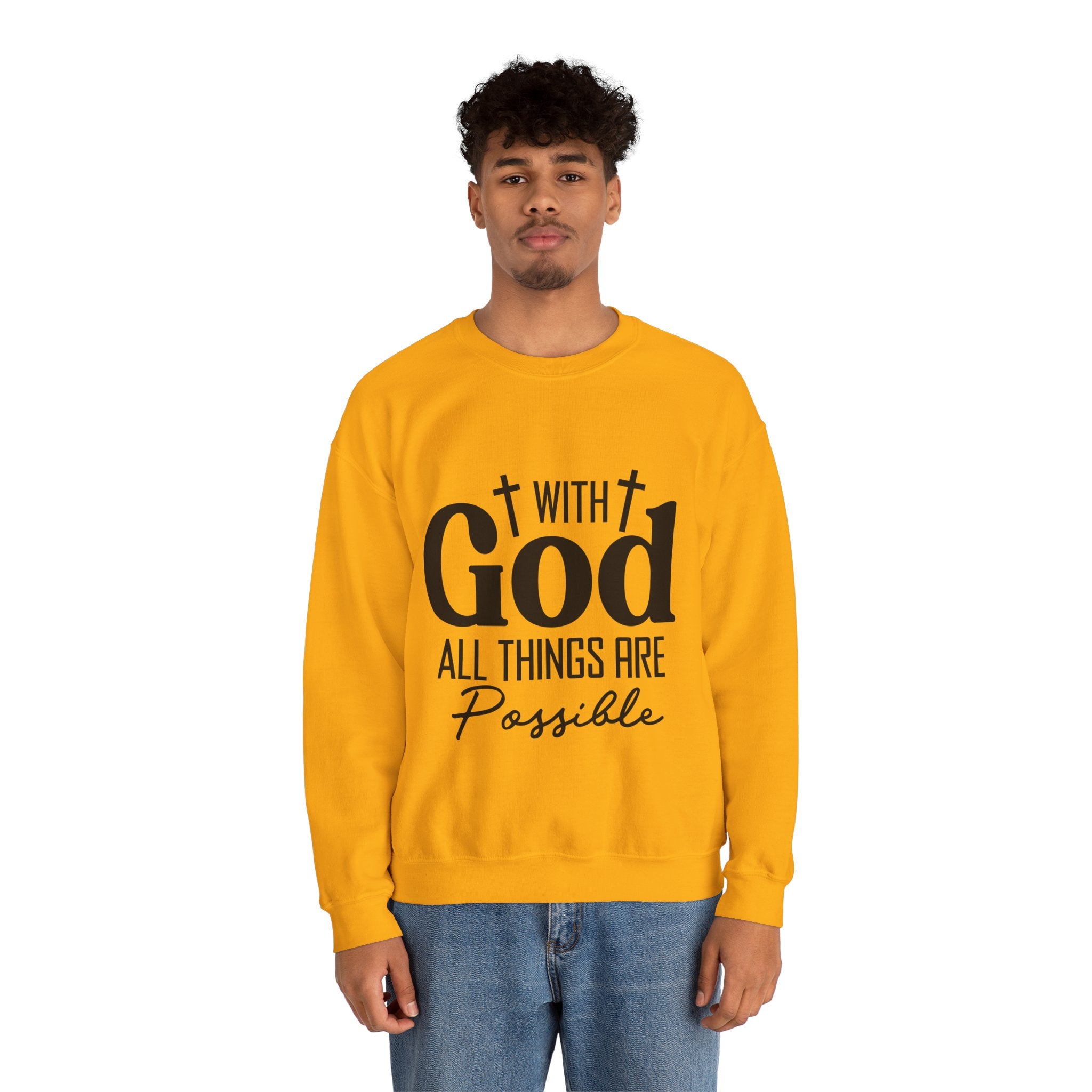 Christian All Things Are Possible Unisex Heavy Blend™ Crewneck Sweatshirt Unisex Ultra Cotton Tee Curved Neck