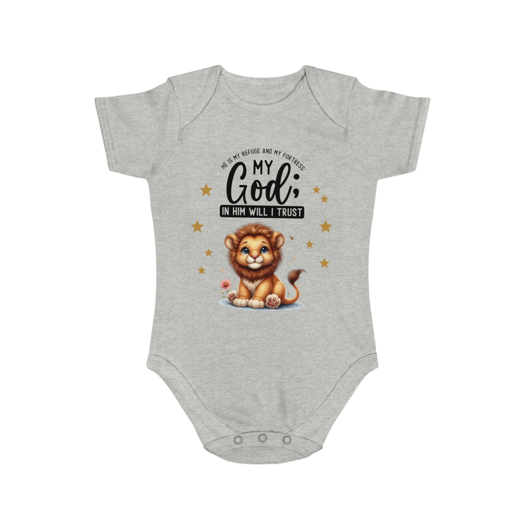 My God Baby Bodysuit - Trust in Him - Cute Lion Designed Onesies