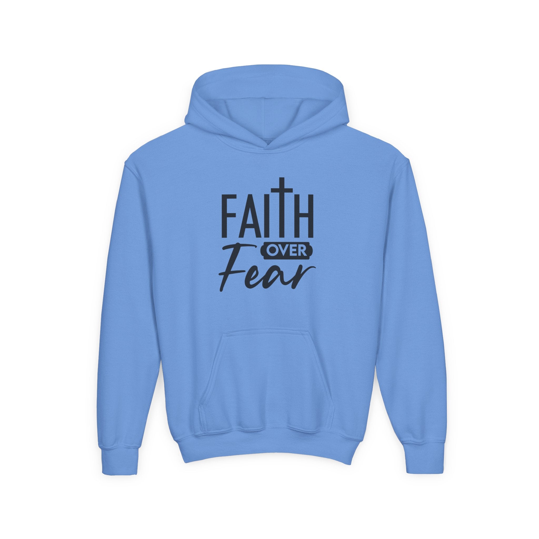 Youth Faith Over Fear Hoodie Kangaroo Pouch Active Wear