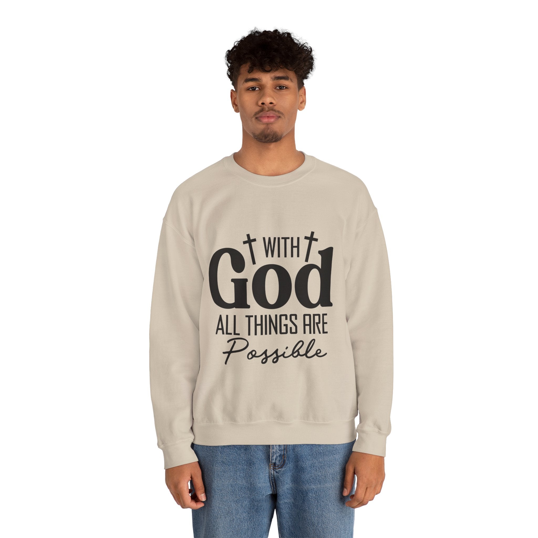 Christian All Things Are Possible Unisex Heavy Blend™ Crewneck Sweatshirt Unisex Ultra Cotton Tee Curved Neck