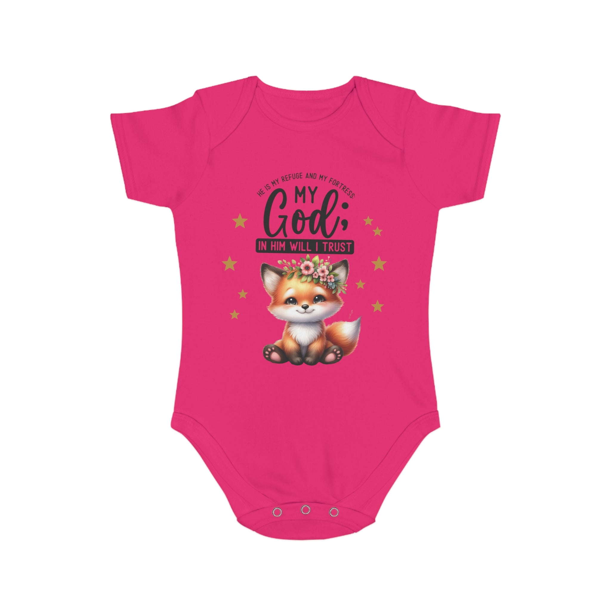 Toddler 1 Piece My God Baby Bodysuit - Trust in Him - Cute Fox Designed Onesies
