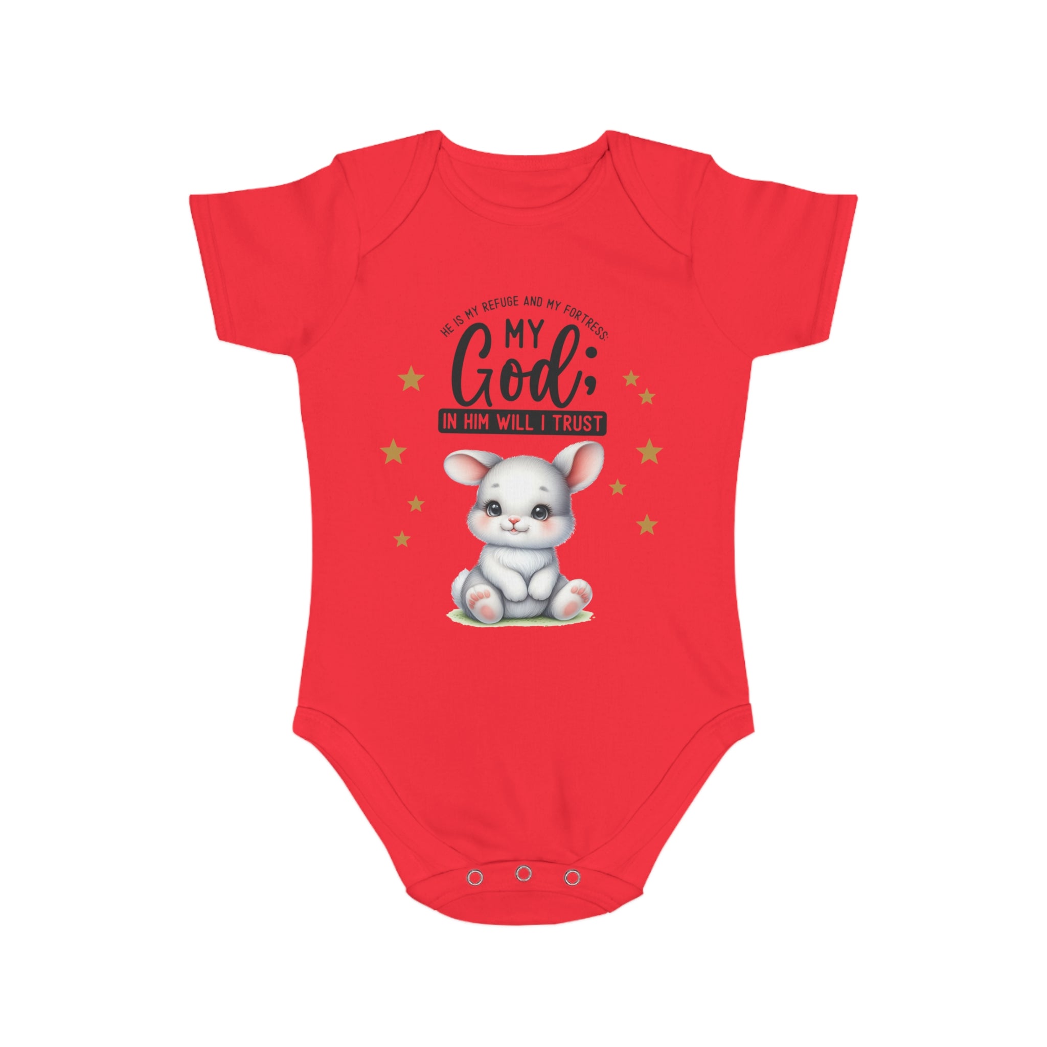 My God Baby Bodysuit - Trust in Him - Cute Bunny Baby Designed Onesies