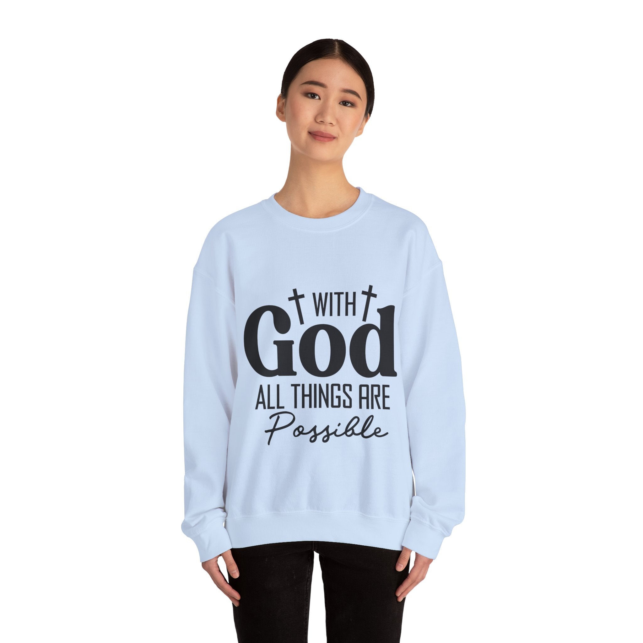 Christian All Things Are Possible Unisex Heavy Blend™ Crewneck Sweatshirt Unisex Ultra Cotton Tee Curved Neck