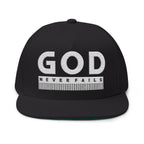 God Never Fails Embroidered Snapback Hat | Joshua 21:45 Faith Flat Bill Cap | ST. VON'S FLAIR