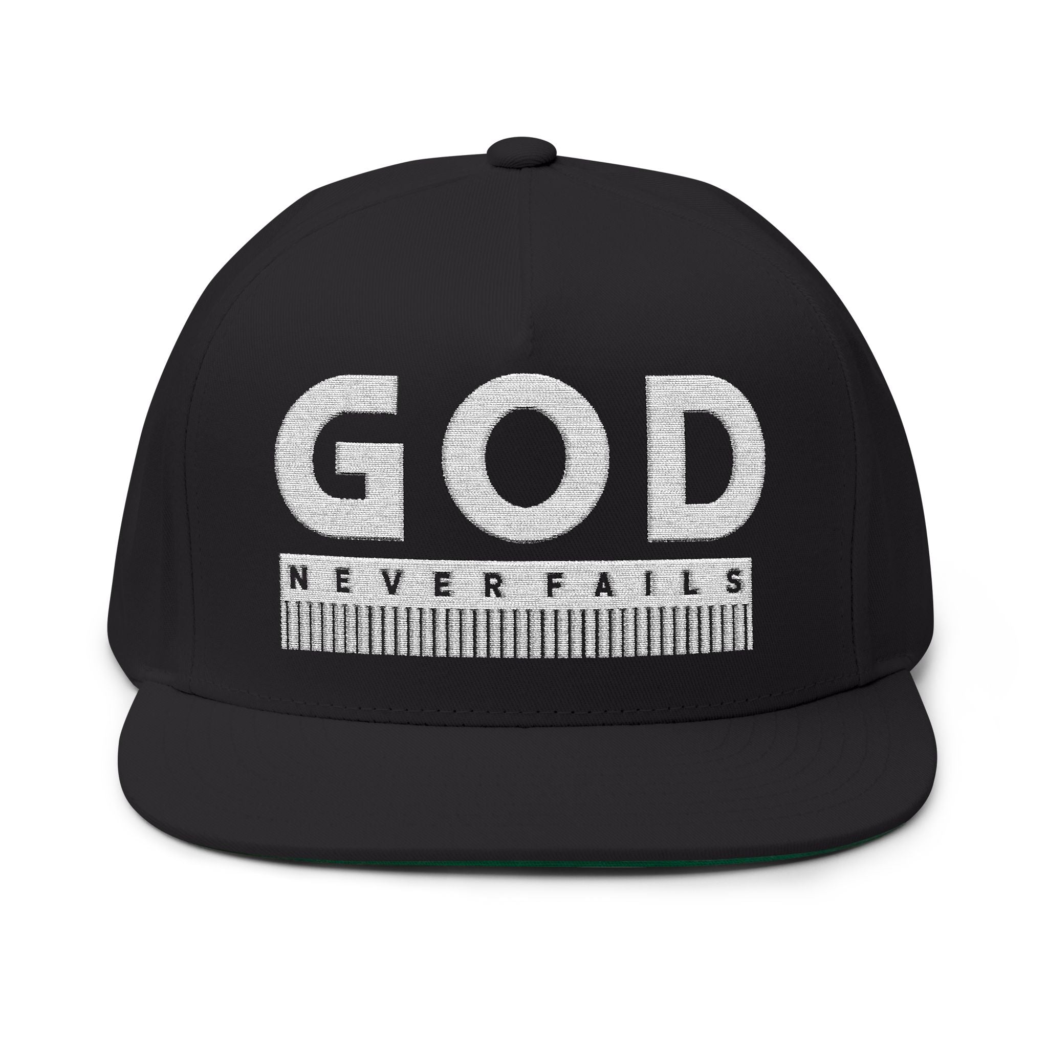 God Never Fails Embroidered Snapback Hat | Joshua 21:45 Faith Flat Bill Cap | ST. VON'S FLAIR