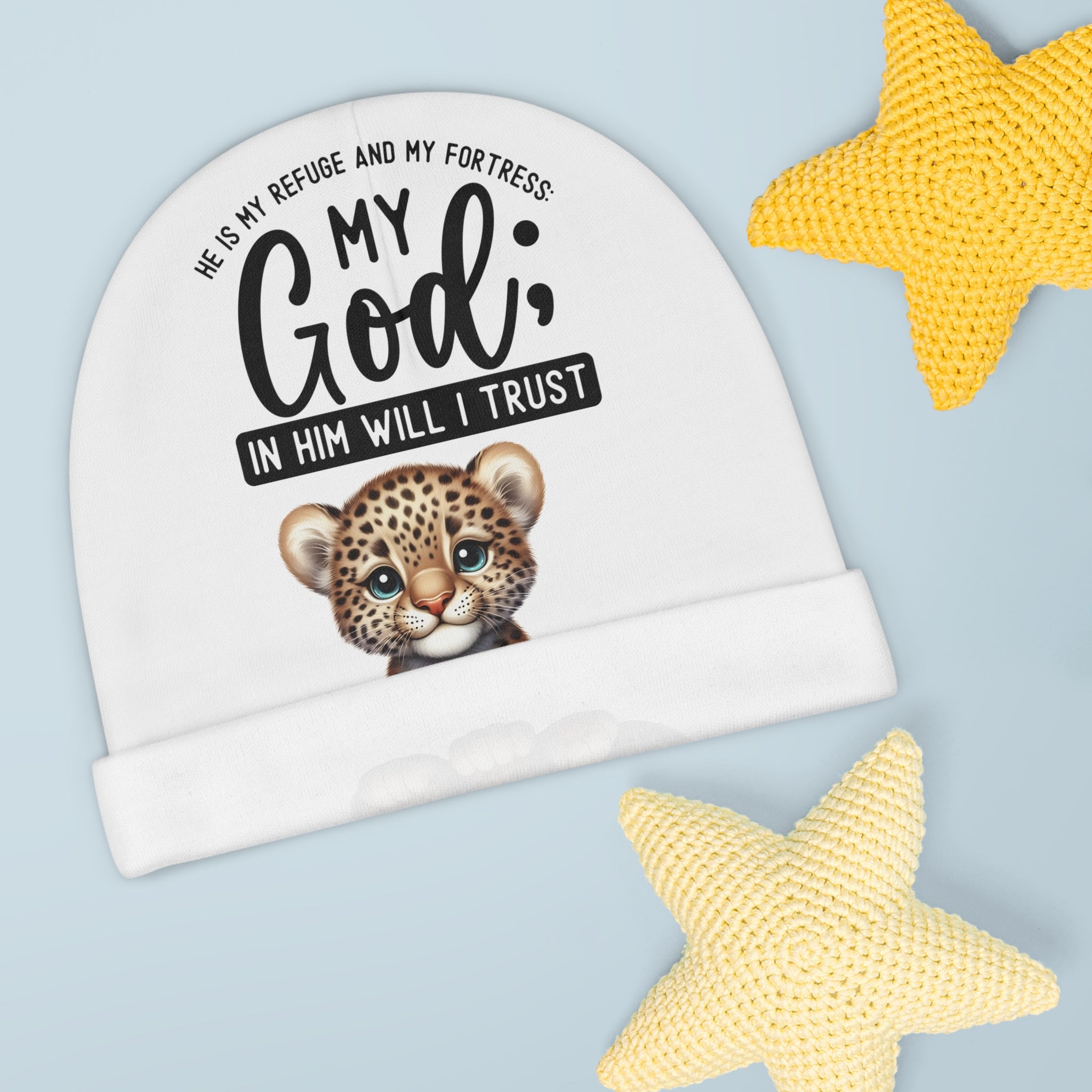 Little Wild Cat Baby Beanie Winter Ski Hat Knitted Unisex Cuffed Covering for Infants