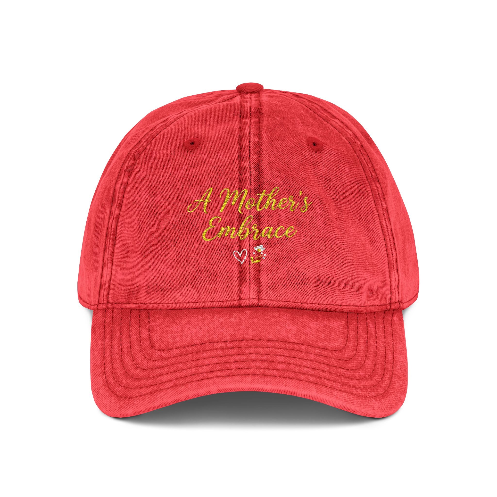 Vintage Embroidery Cap| Golden Mother's Embrace | 100% Cotton