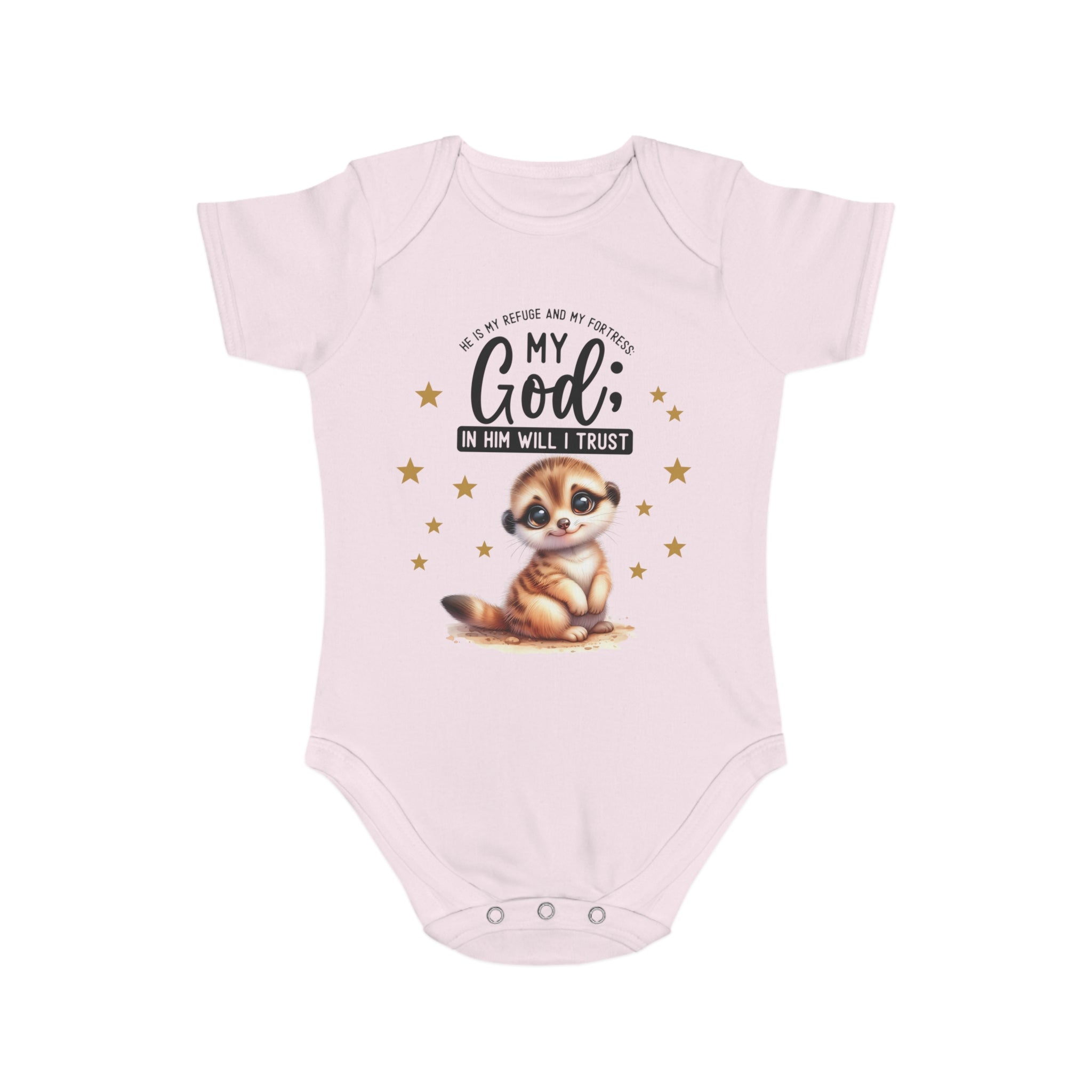 Toddler 1 Piece My God Baby Bodysuit - Trust in Him - Cute Muskrat Designed Onesies