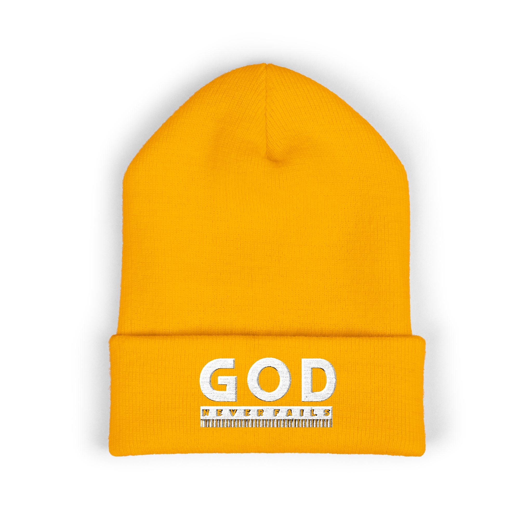 God Never Fails Embroidered Cuffed Beanie
