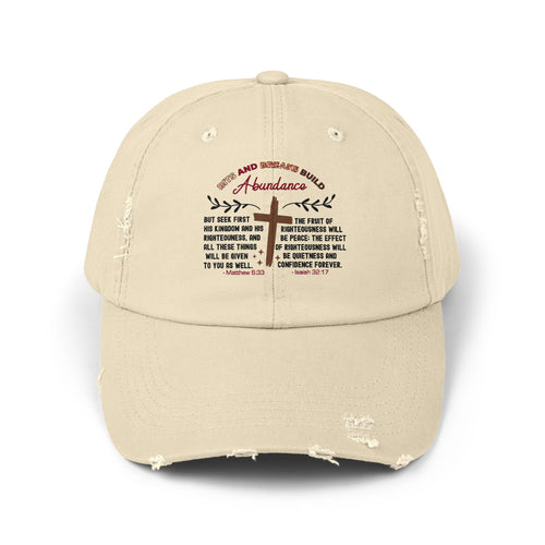 Biblical Hat Matthew 8 | Abundance-Inspired Unisex Cotton Distressed Cap