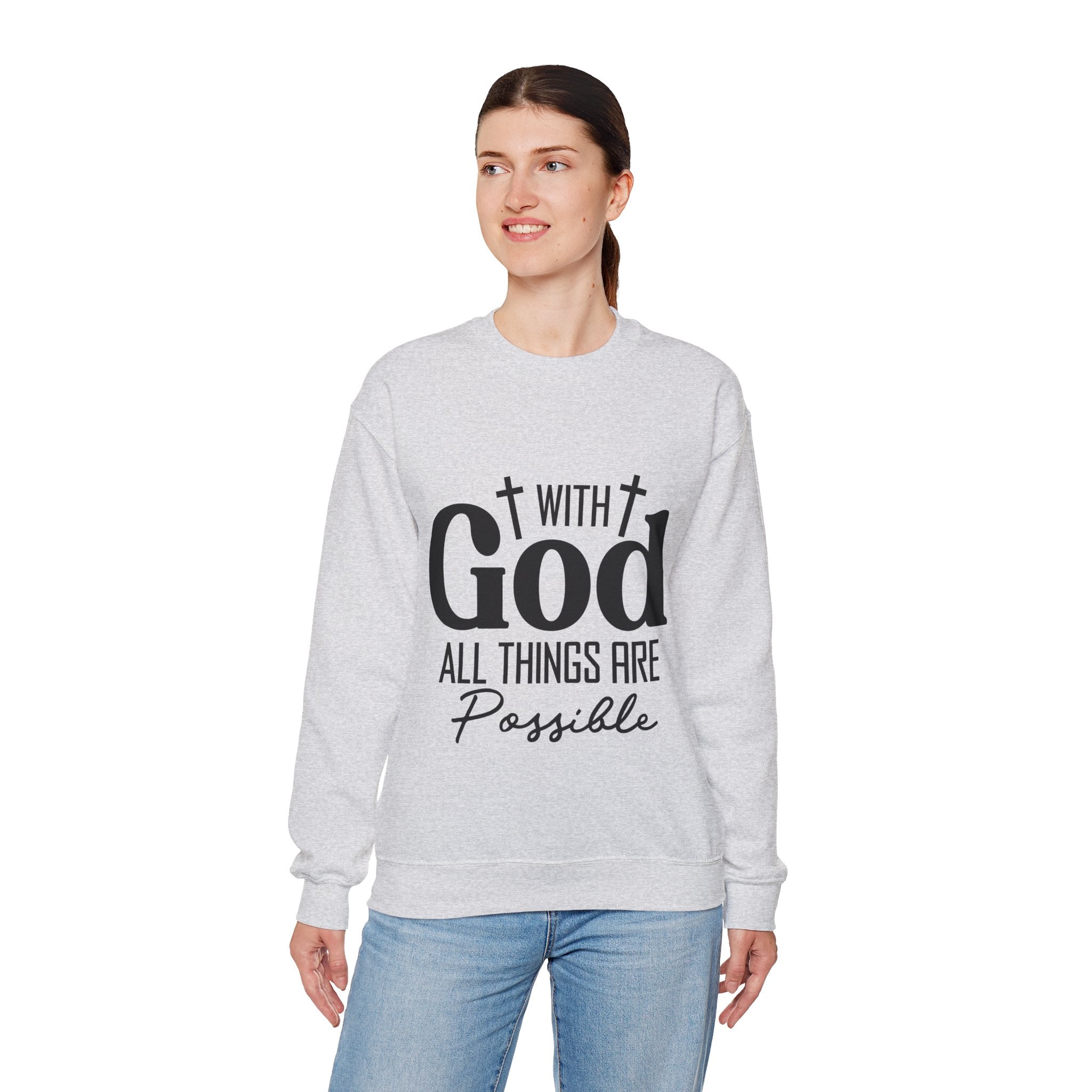 Christian All Things Are Possible Unisex Heavy Blend™ Crewneck Sweatshirt Unisex Ultra Cotton Tee Curved Neck