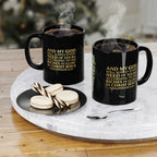 Abundance Coffee Mug | Philippians 4:19 Scripture Black 11oz Ceramic | ST. VON'S FLAIR