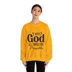 Christian All Things Are Possible Unisex Heavy Blend™ Crewneck Sweatshirt Unisex Ultra Cotton Tee Curved Neck
