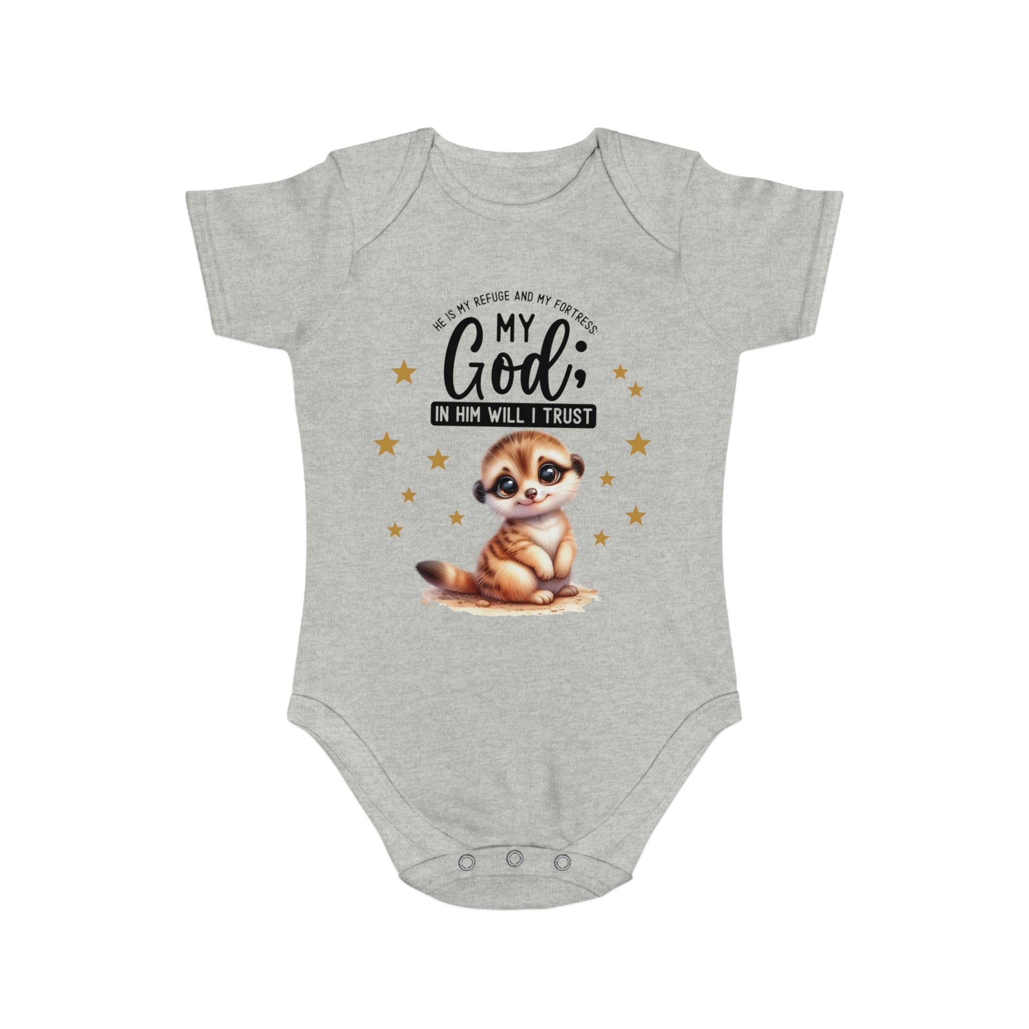 Toddler 1 Piece My God Baby Bodysuit - Trust in Him - Cute Muskrat Designed Onesies