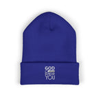 Embroidered  God Hears Cuffed Beanie - Knitted  Cap Warm Knit Winter Hat