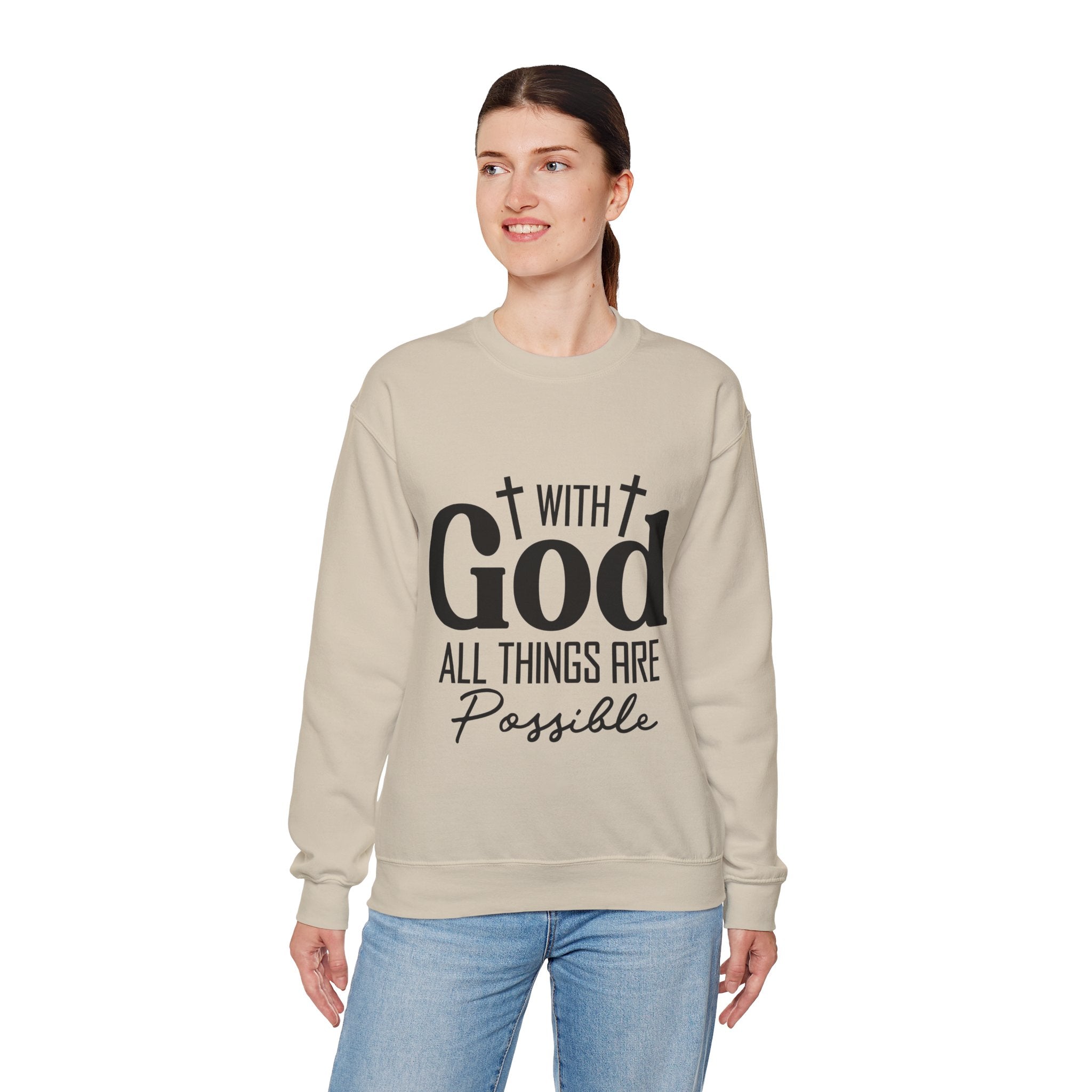 Christian All Things Are Possible Unisex Heavy Blend™ Crewneck Sweatshirt Unisex Ultra Cotton Tee Curved Neck