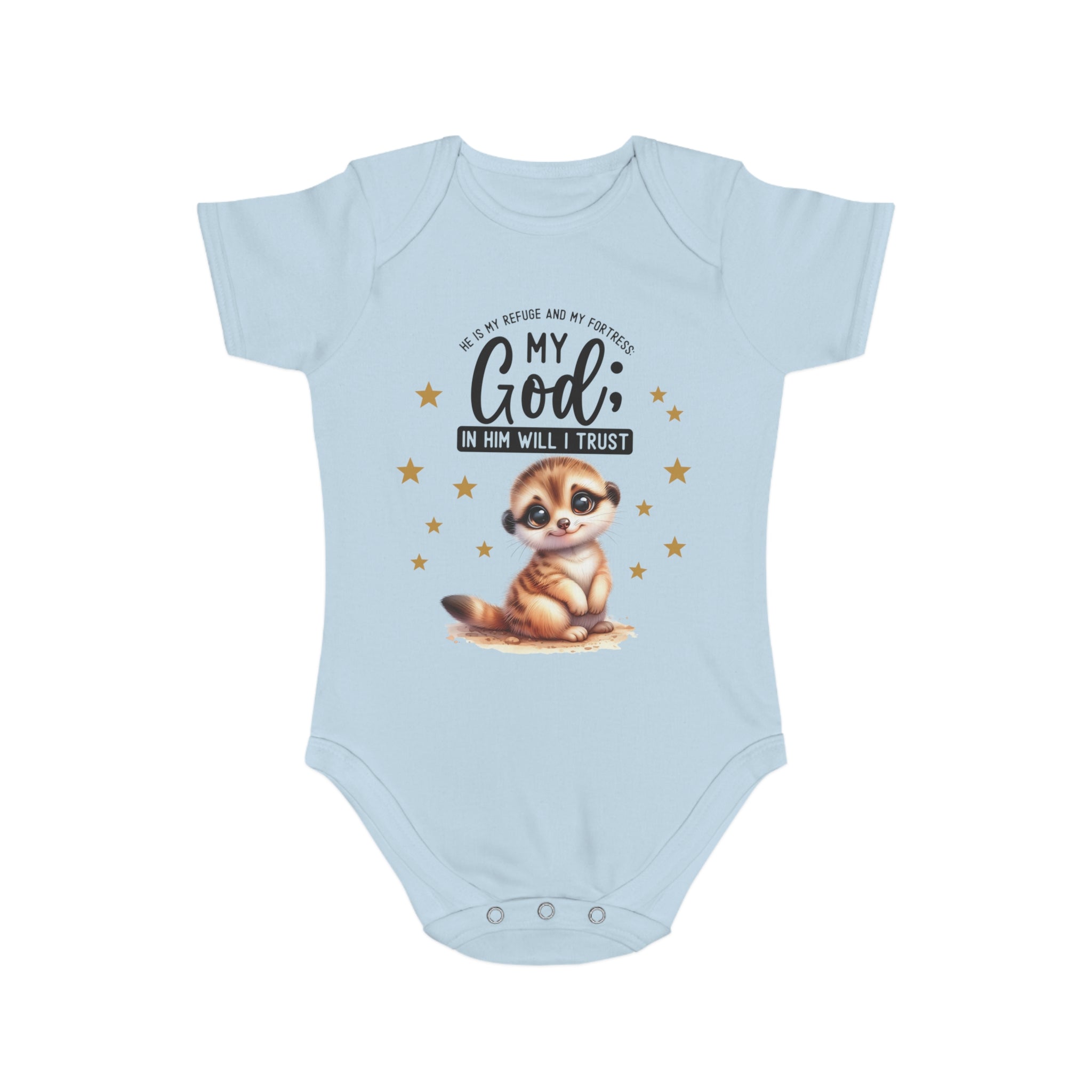 Toddler 1 Piece My God Baby Bodysuit - Trust in Him - Cute Muskrat Designed Onesies