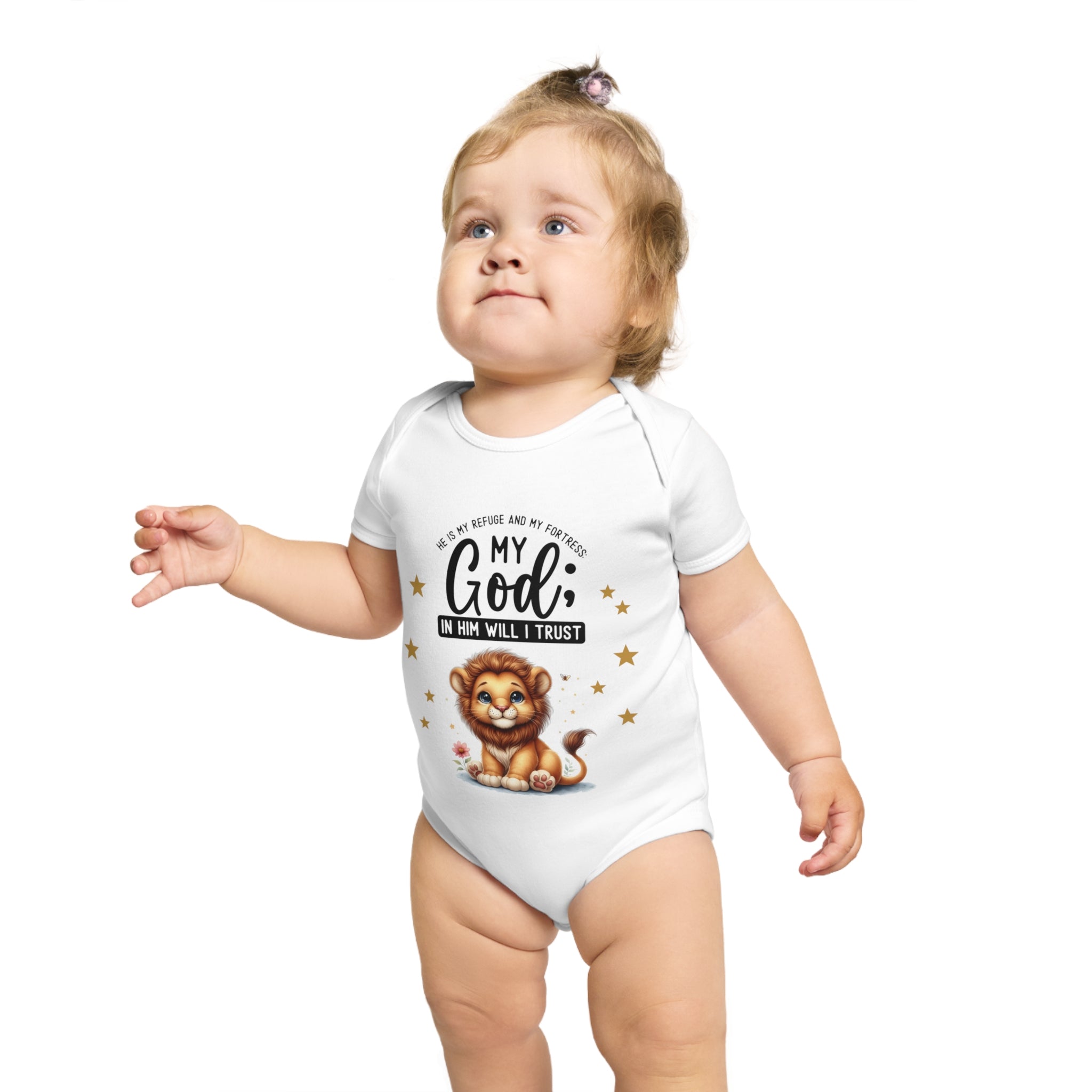 My God Baby Bodysuit - Trust in Him - Cute Bunny Baby Designed Onesies