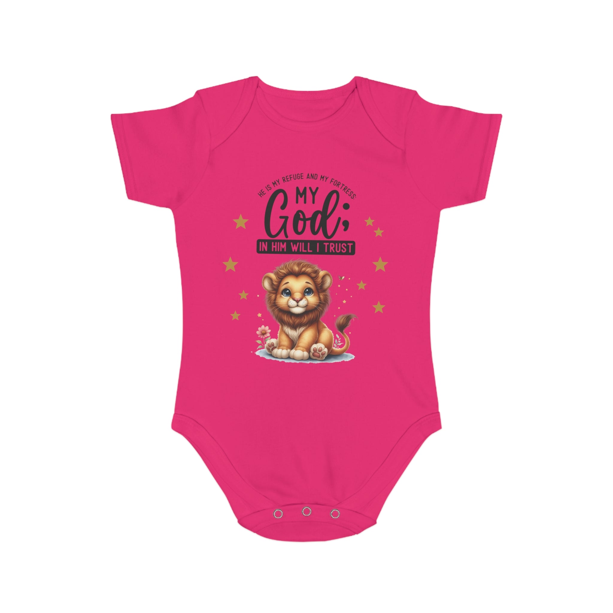 My God Baby Bodysuit - Trust in Him - Cute Lion Designed Onesies