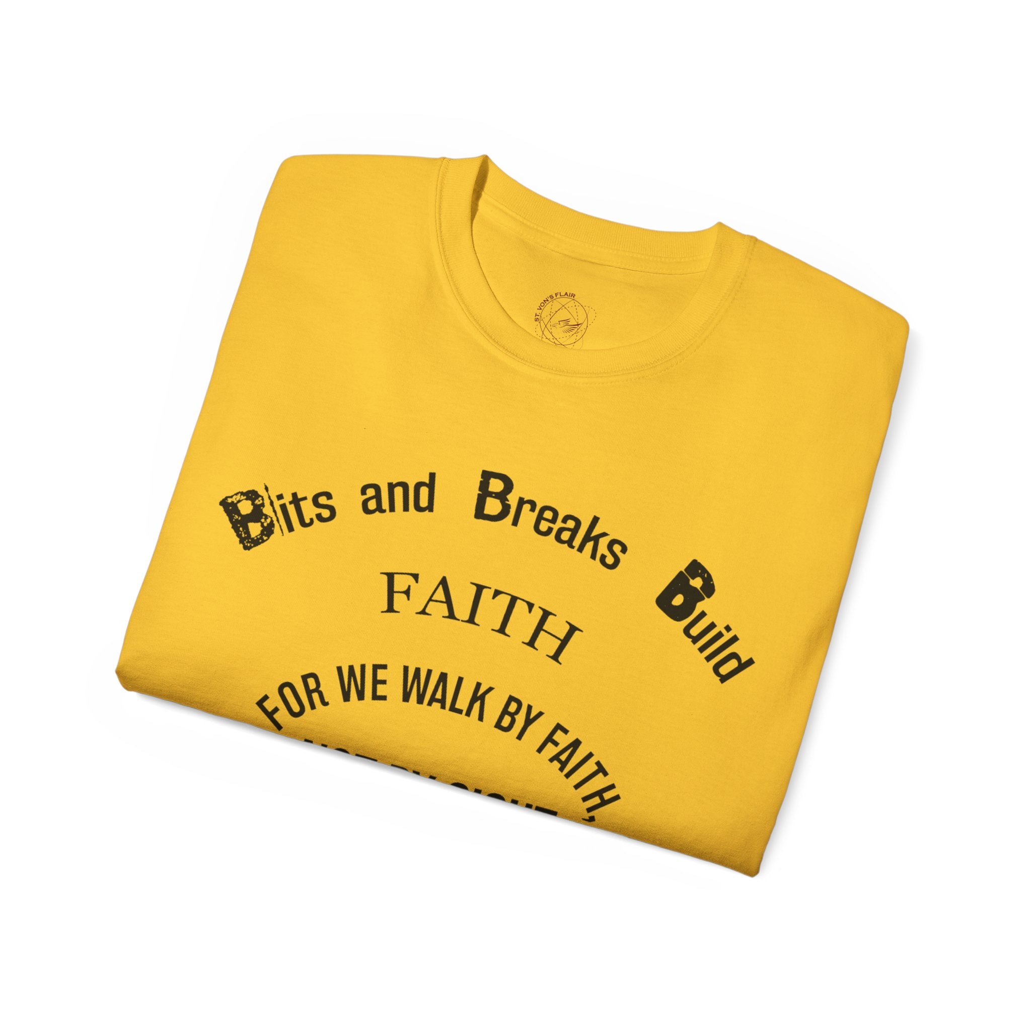 Faith Bits and Breaks Build Comfort T-Shirt Unisex Ultra Cotton Tee Light Weight Curved Collar