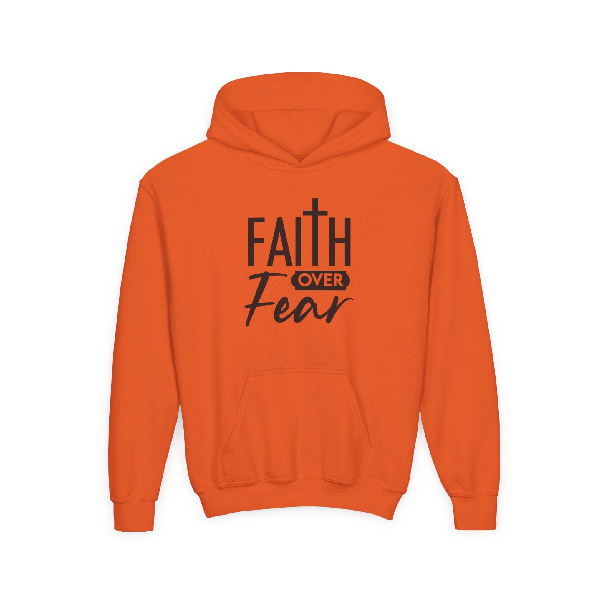 Youth Faith Over Fear Hoodie Kangaroo Pouch Active Wear