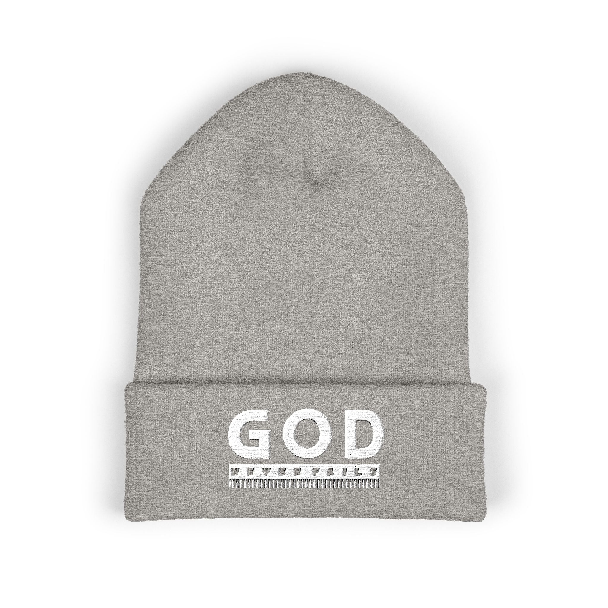 God Never Fails Embroidered Cuffed Beanie