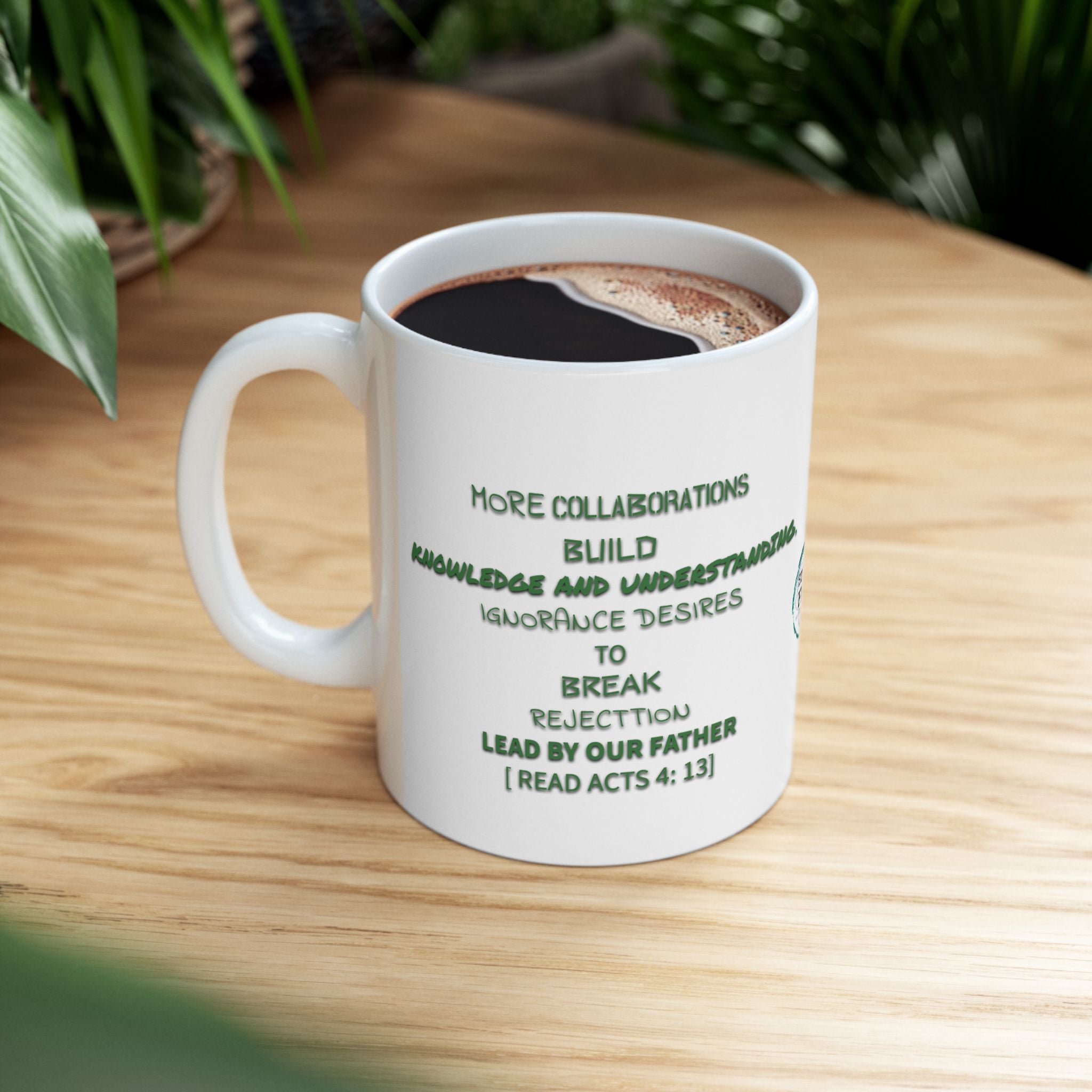 Green Aha Breaks Build Acts 4:13 Ceramic Mug 11oz Soulful Delights