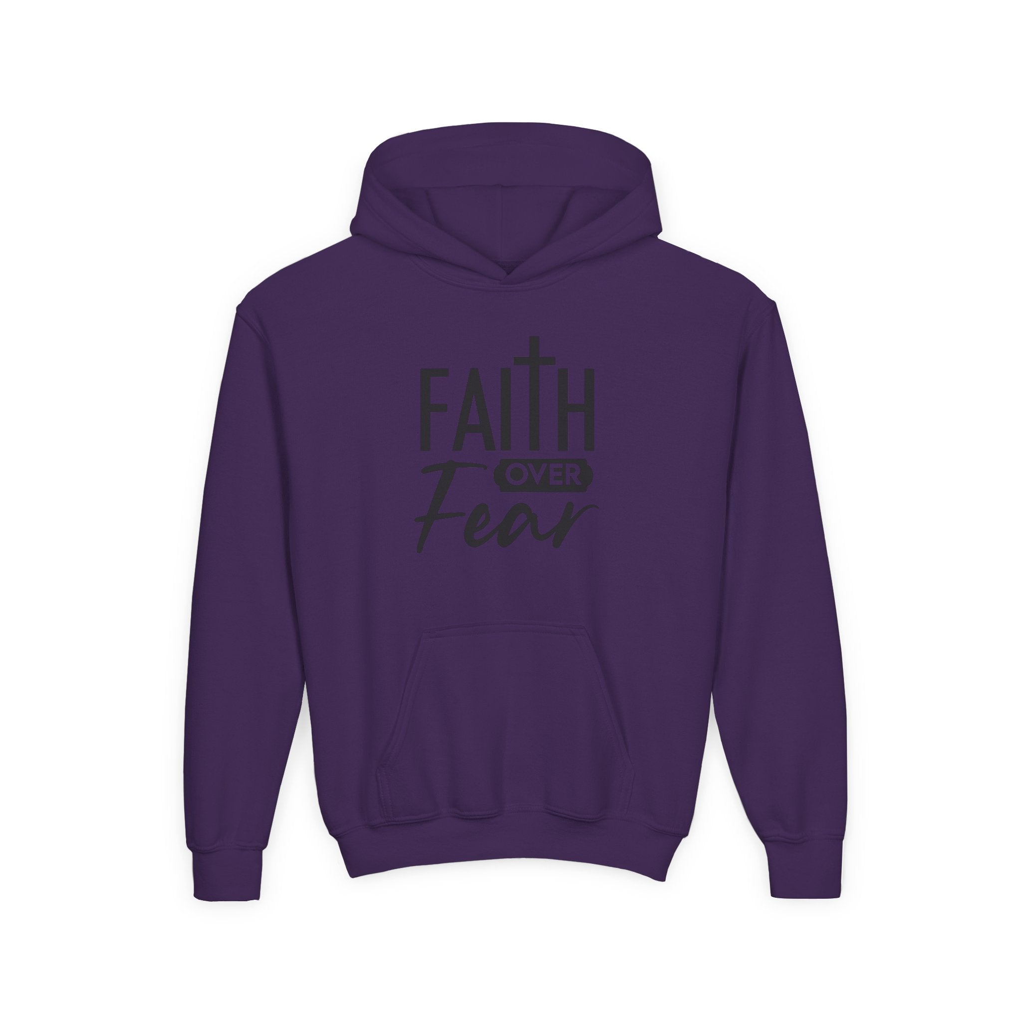 Youth Faith Over Fear Hoodie Kangaroo Pouch Active Wear