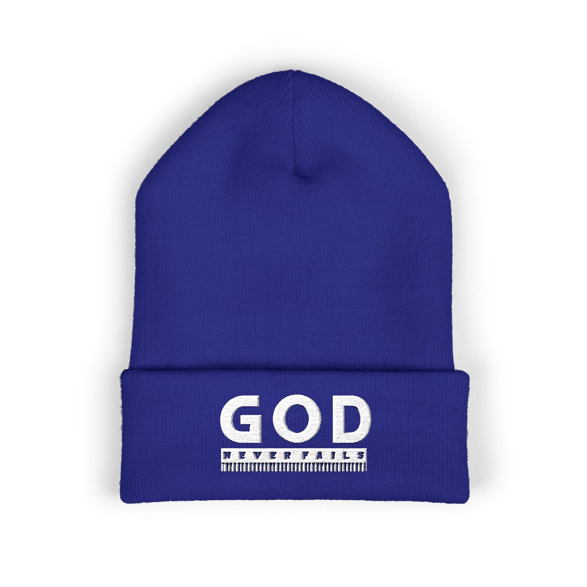 God Never Fails Embroidered Cuffed Beanie