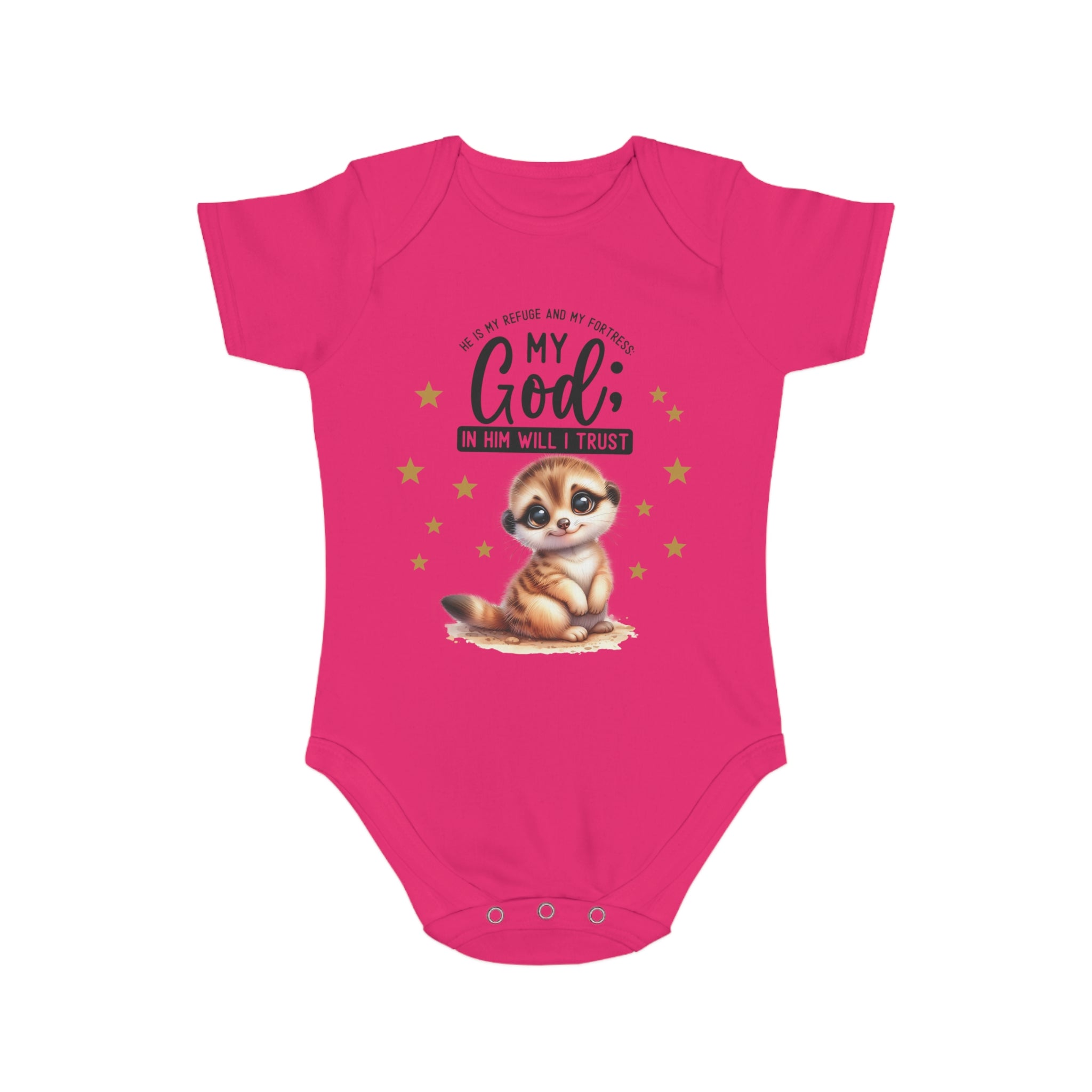 Toddler 1 Piece My God Baby Bodysuit - Trust in Him - Cute Muskrat Designed Onesies