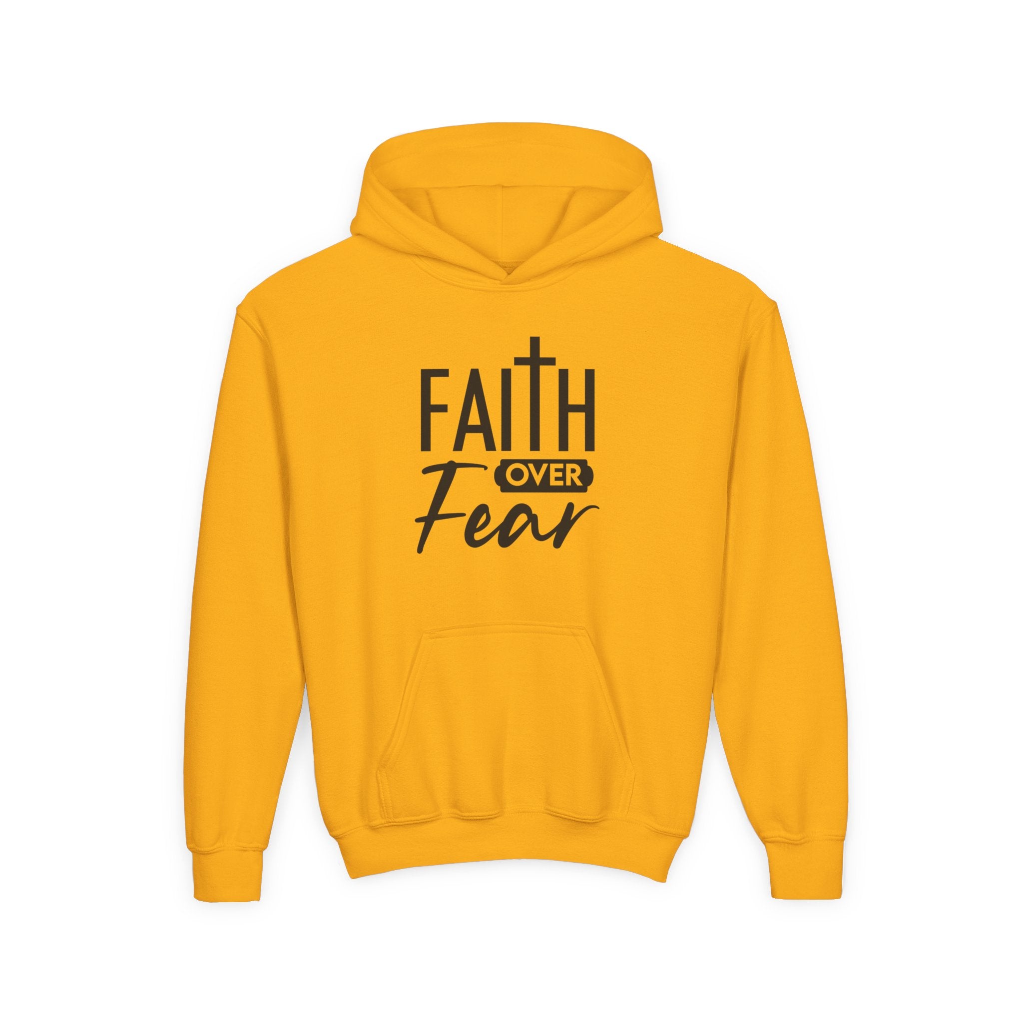 Youth Faith Over Fear Hoodie Kangaroo Pouch Active Wear
