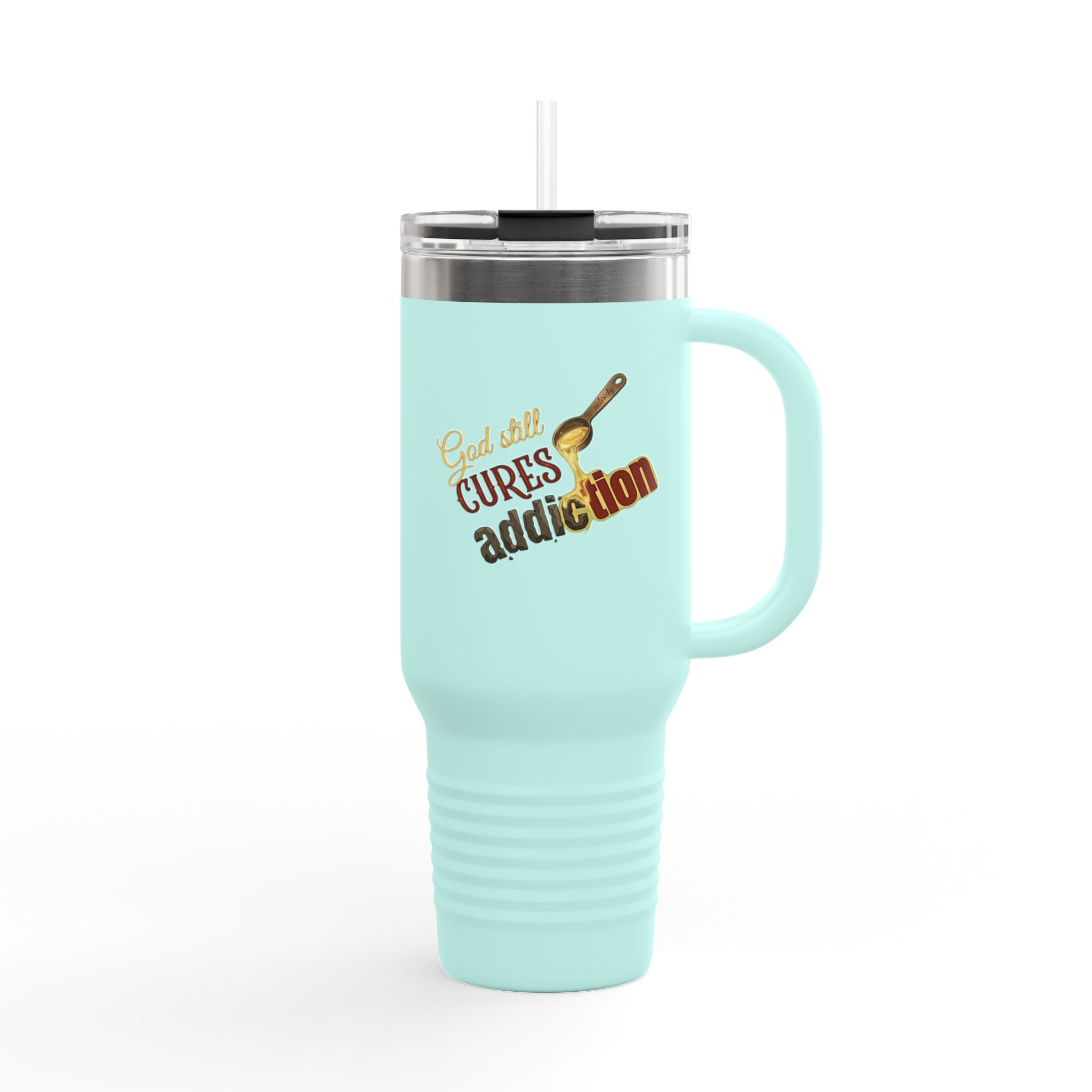 God Still Cures Addiction | 40oz Insulated Travel Mug | ST. VON'S FLAIR