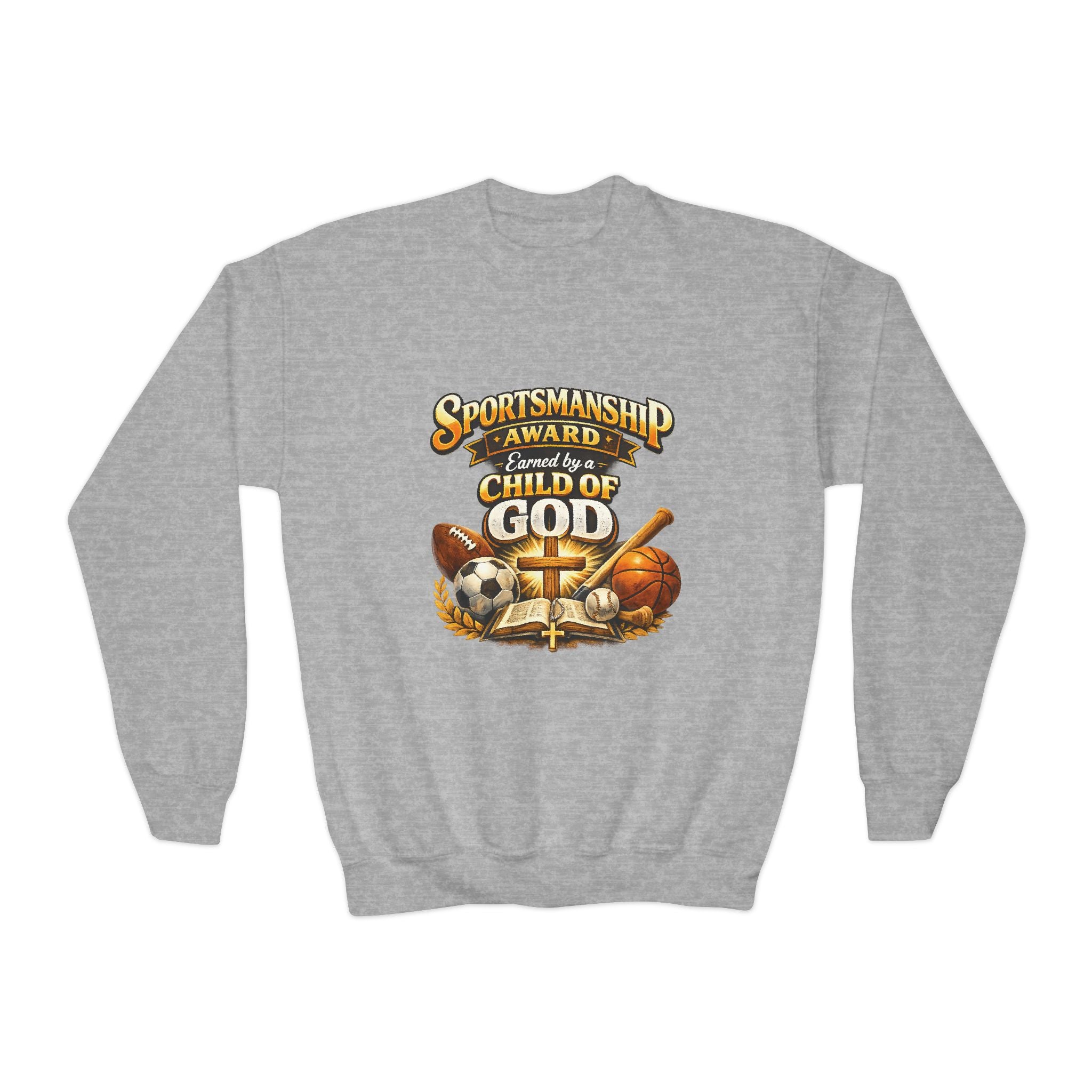 Child of God Youth Sweatshirt | Christian Kids Sports Apparel | Faith-Based Soccer Baseball Basketball Tee | Inspirational Religious Gift for Kids