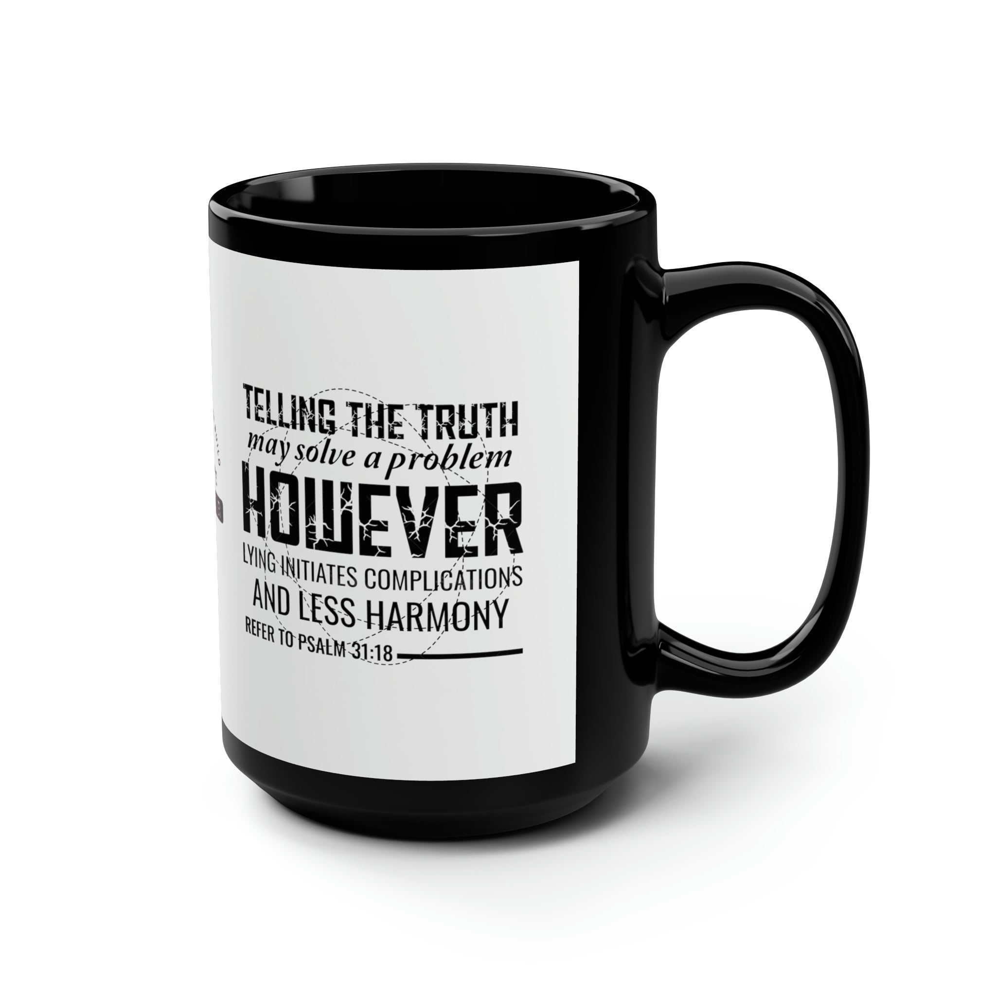 Psalm 31:18 Black and White Mug, 15oz