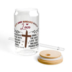 Biblical Verse 1 Corinthians 13 Inspiring Sipper Glass Cup Ice Coffee Glass 16oz with Straw and Lid