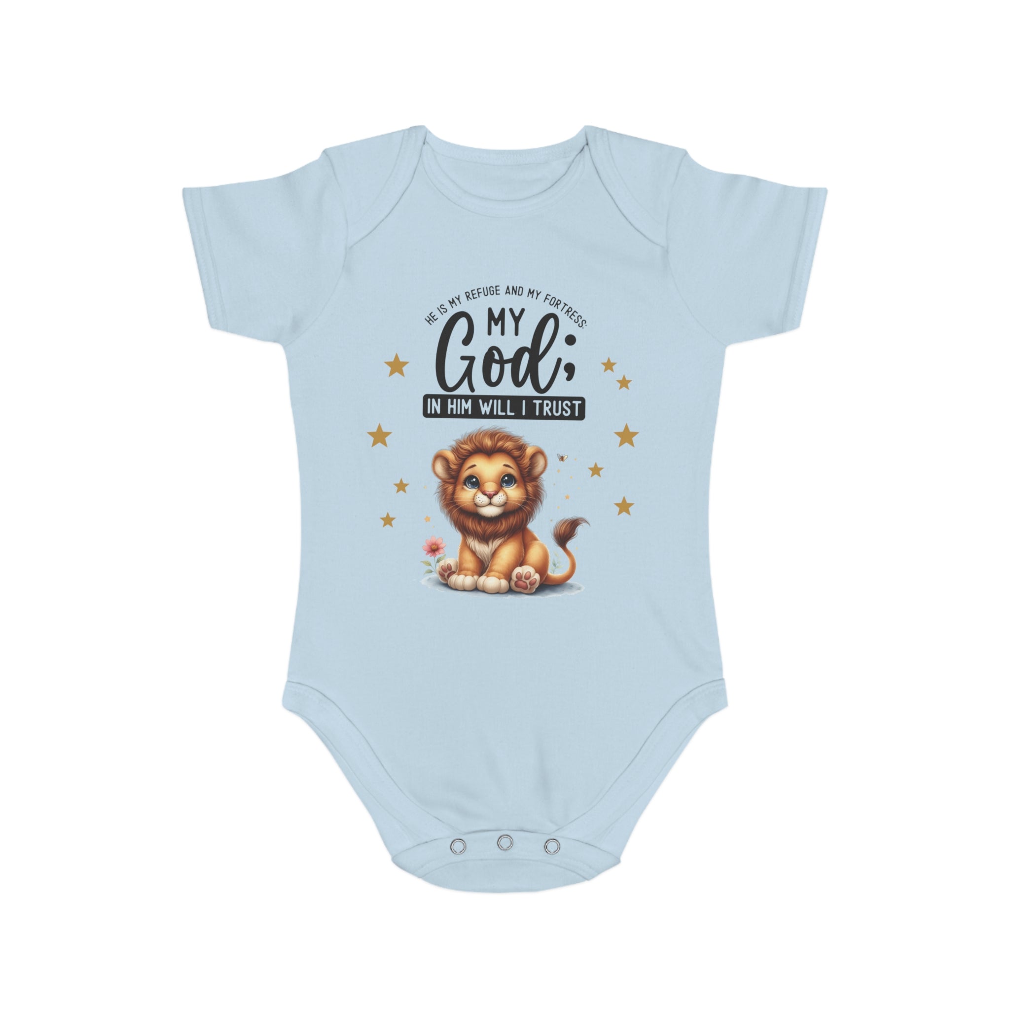 My God Baby Bodysuit - Trust in Him - Cute Lion Designed Onesies