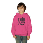 Youth Faith Over Fear Hoodie Kangaroo Pouch Active Wear