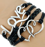 Handmade Love Dream 8 Word Faith Bracelet Bright Leather Rope Multi-Layer