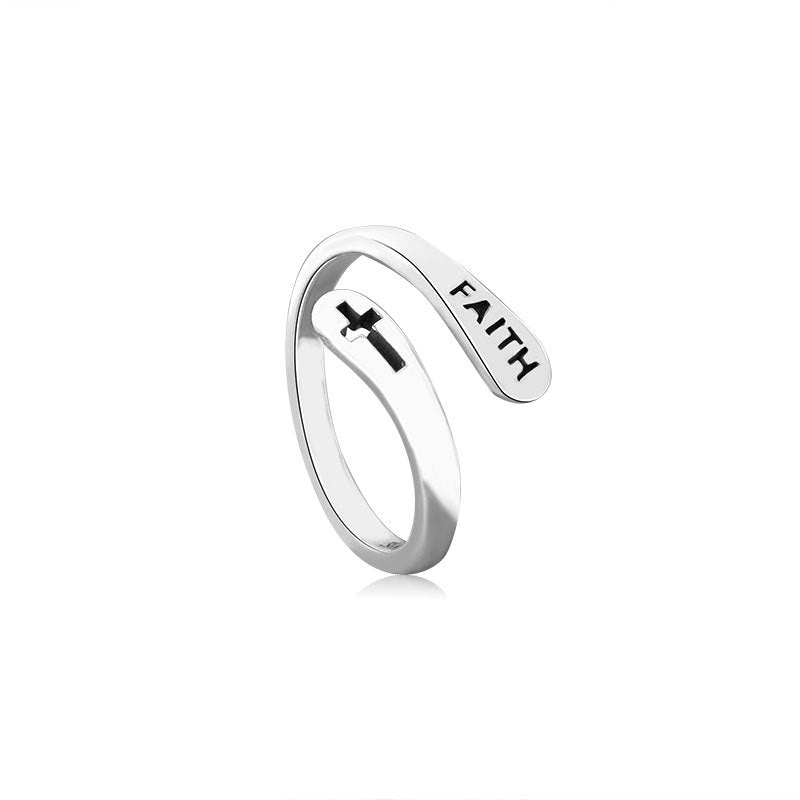 Women's Copper Faith Ring Silver Ring