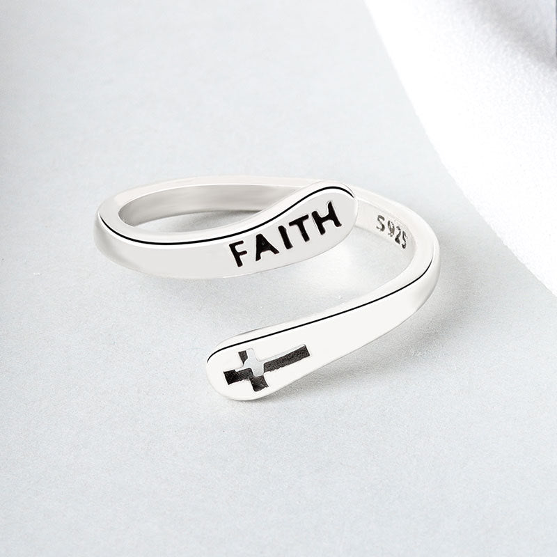 Women's Copper Faith Ring Silver Ring